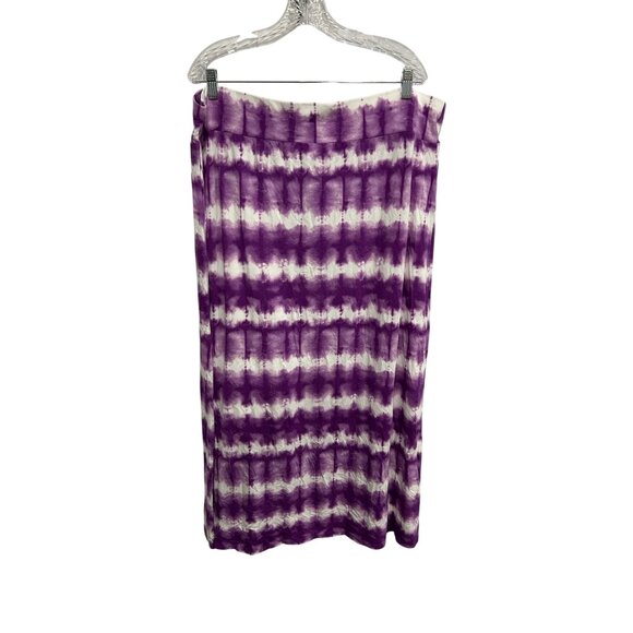 Ava and Viv NWT Purple White Tie Dye Midi Skirt SZ XXL - Picture 2 of 10